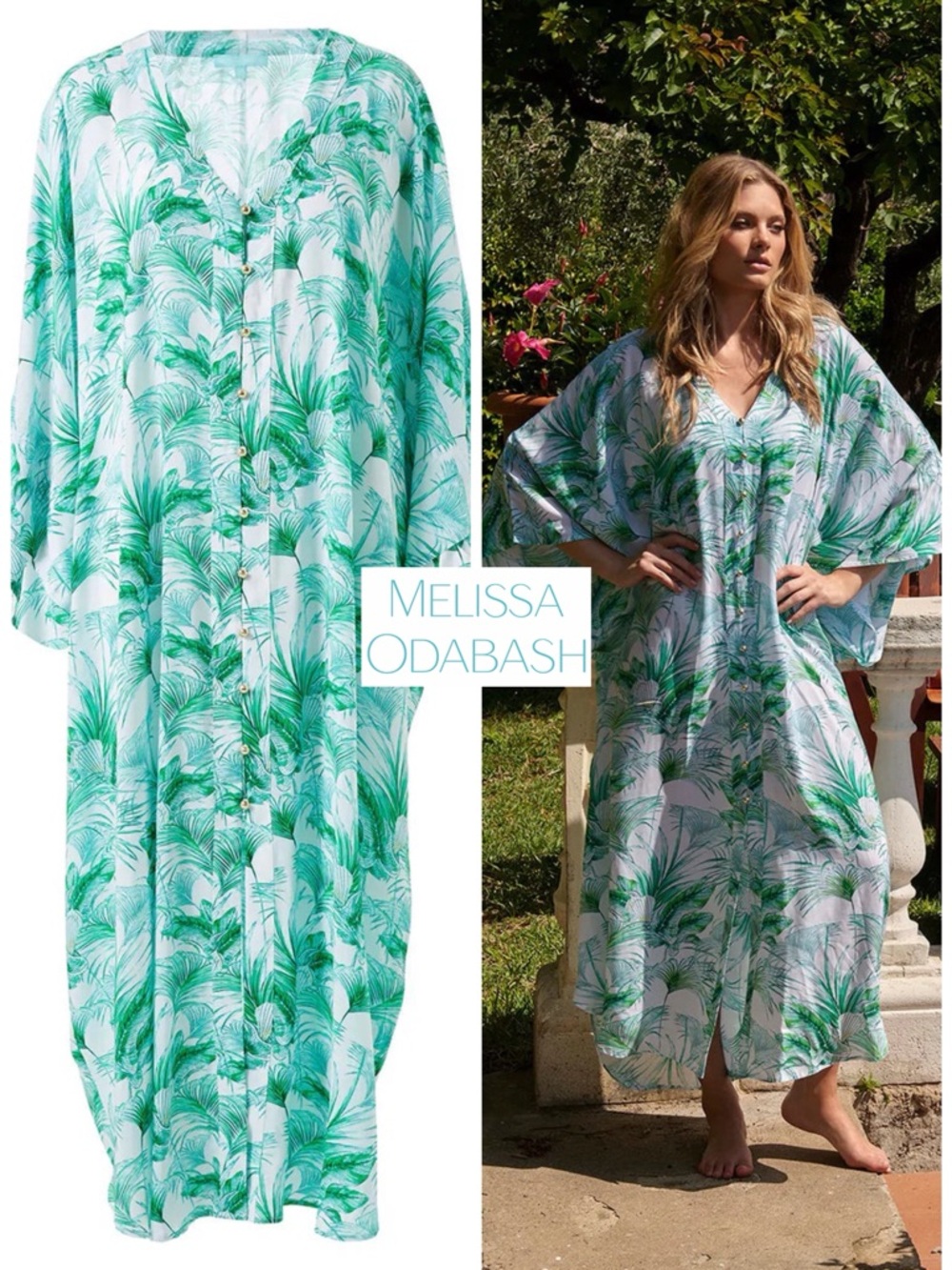 NWT - Melissa Odabash Nicola Palm Kaftan (One Size)